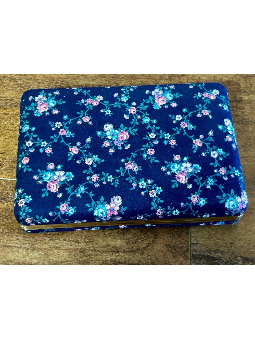 Vintage Floral Jewelry Box with Mirror and Velvet Interior